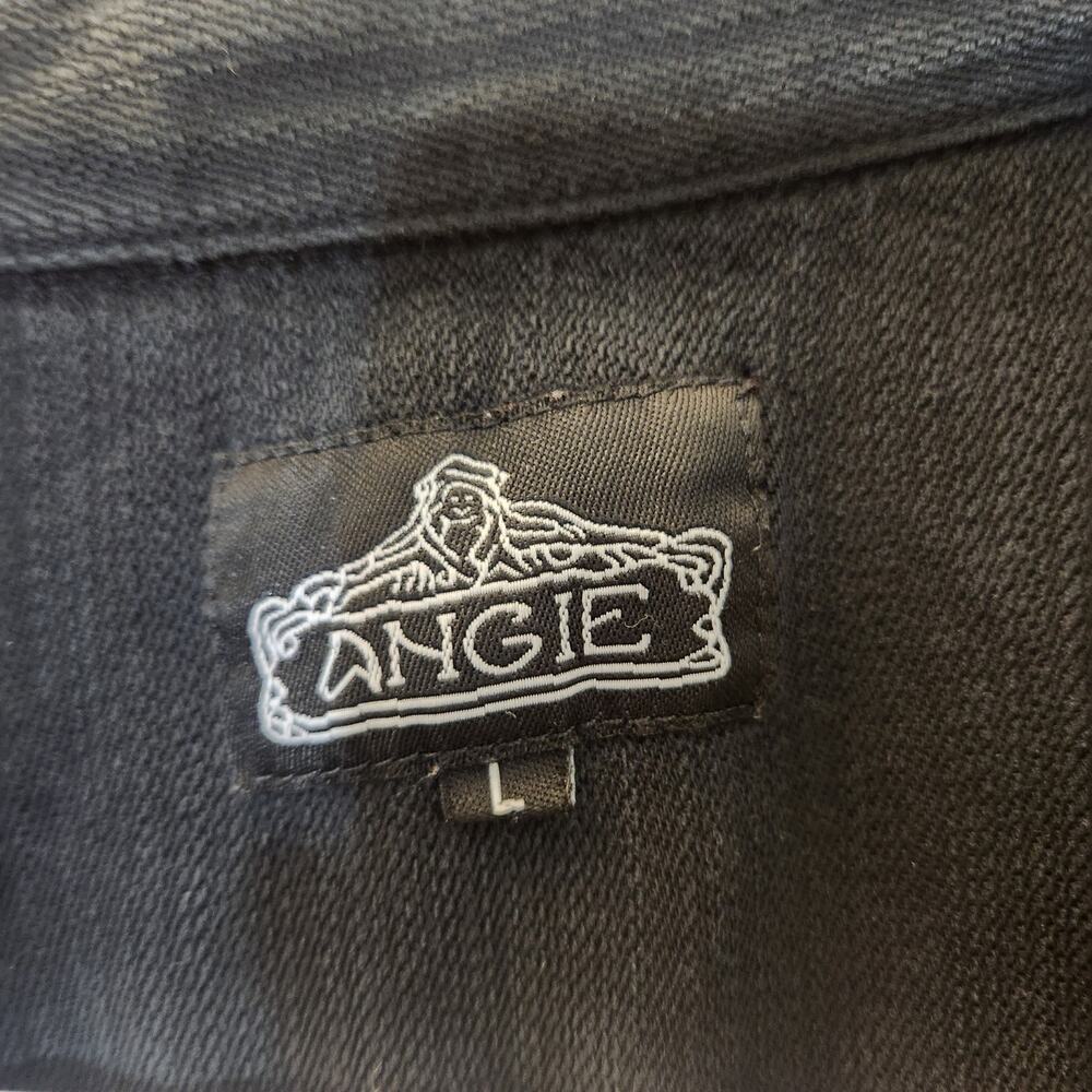 Angie Black Lyocell Tencel Denim Style Trucker Jacket Women's Large L - Picture 2 of 6